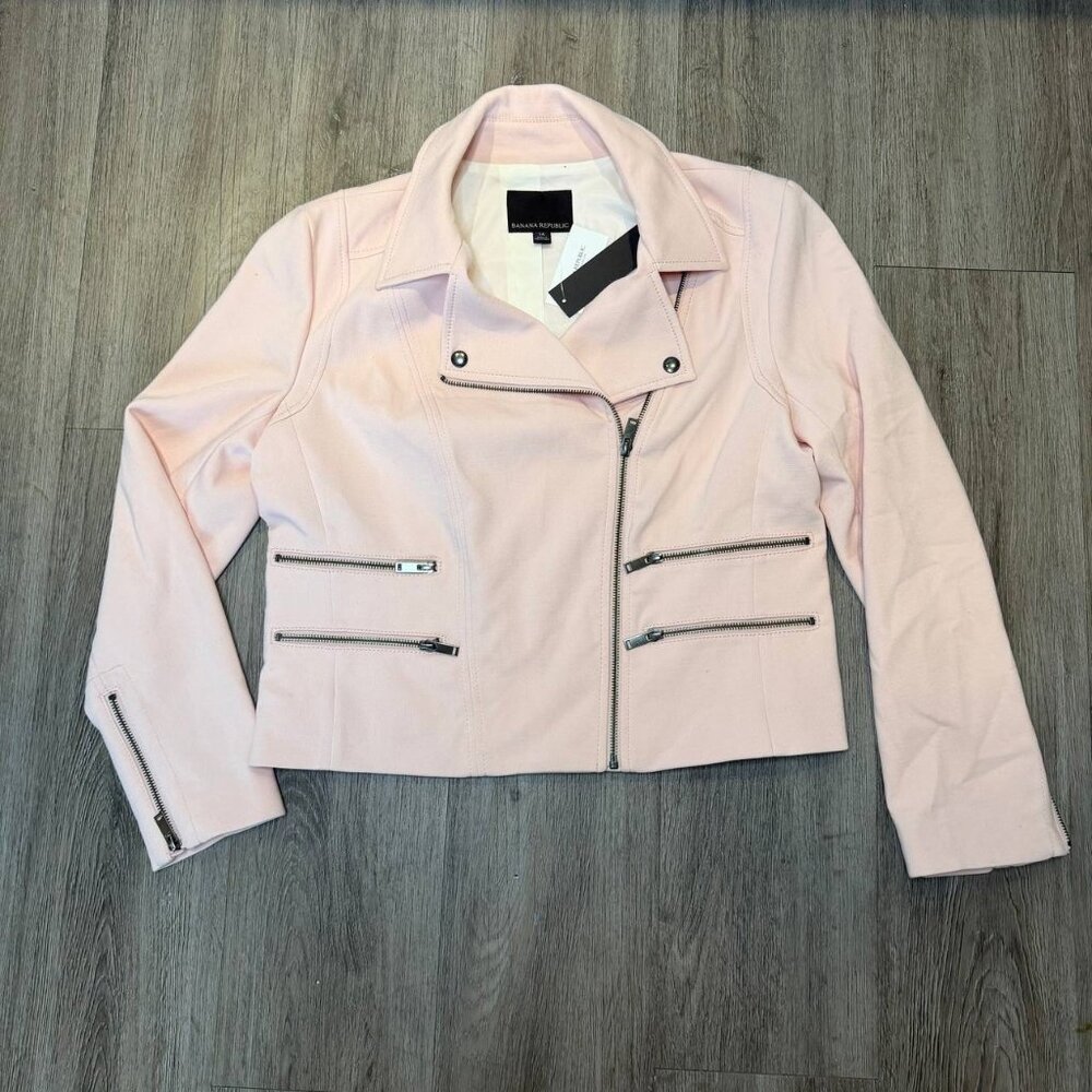 Banana Republic Pink Multi-Zip Moto Jacket NWT SIZE 14